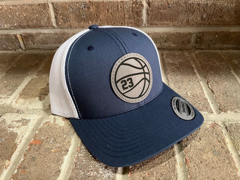Basketball Personalized Player Number Leather Patch Hat image 6