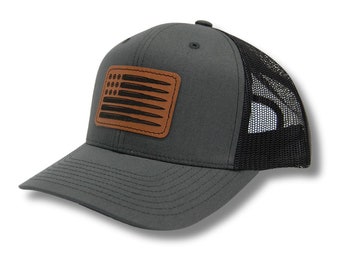 Bullet American Flag Patch Snapback Trucker Hat tattered flag patriotic