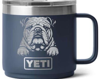 English Bulldog Laser Engraved Yeti Tumbler