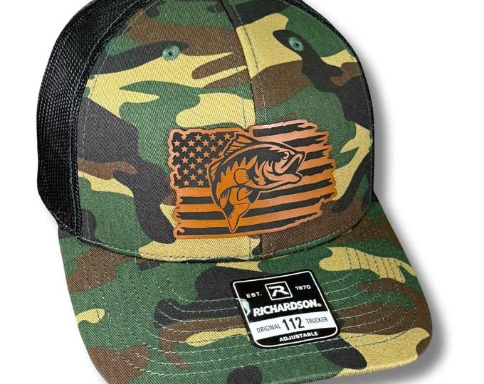 Fishing Distressed American Flag Snapback Trucker Hat