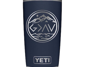 God is groter dan de hoogte- en dieptepunten Lasergegraveerde yeti-beker - verschillende maten, stijlen en kleuren om uit te kiezen