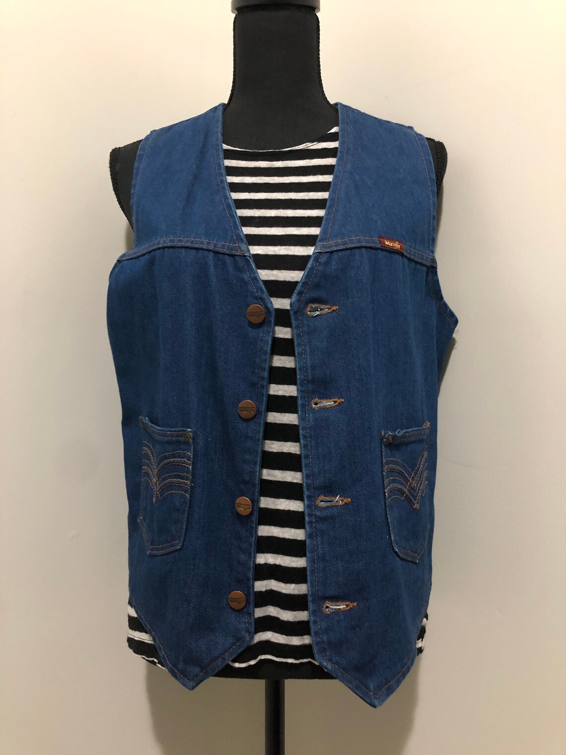 Vintage Wrangler Denim Vest / 70s 80s 90s Blue Jean / Medium | Etsy