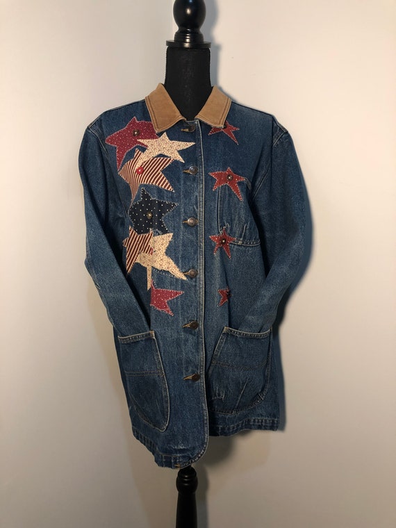 distressed denim trench coat