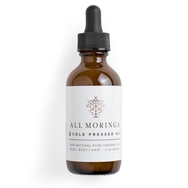 Todo el aceite de semilla de Moringa (Ben) orgánico, puro y natural, nutre e hidrata la piel/el cabello, prensado en frío y sin refinar.