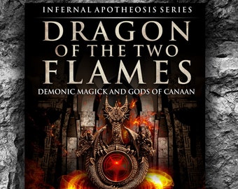 May include: Book cover for "Dragon of the Two Flames" by Michael W. Ford. The cover features a fiery dragon with a red gem in its chest, set against a backdrop of a stone archway and flames.