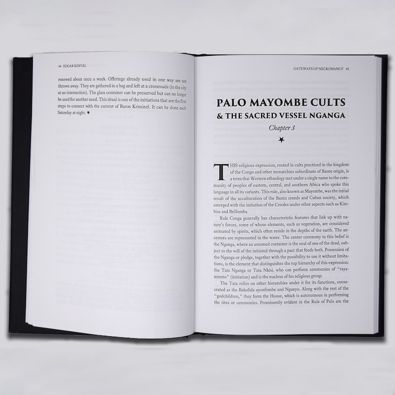 May include: A book titled "Gateways of Necromancy" with a chapter titled "Palo Mayombe Cults & The Sacred Vessel Nganga". The book discusses the religious expression rooted in cults practiced in the kingdom of the Congo and other monarchies subordinate of Bantu origin.