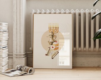 Watercolor Hanukkah Illustration: Jewish Holiday Printable (Digital Download)