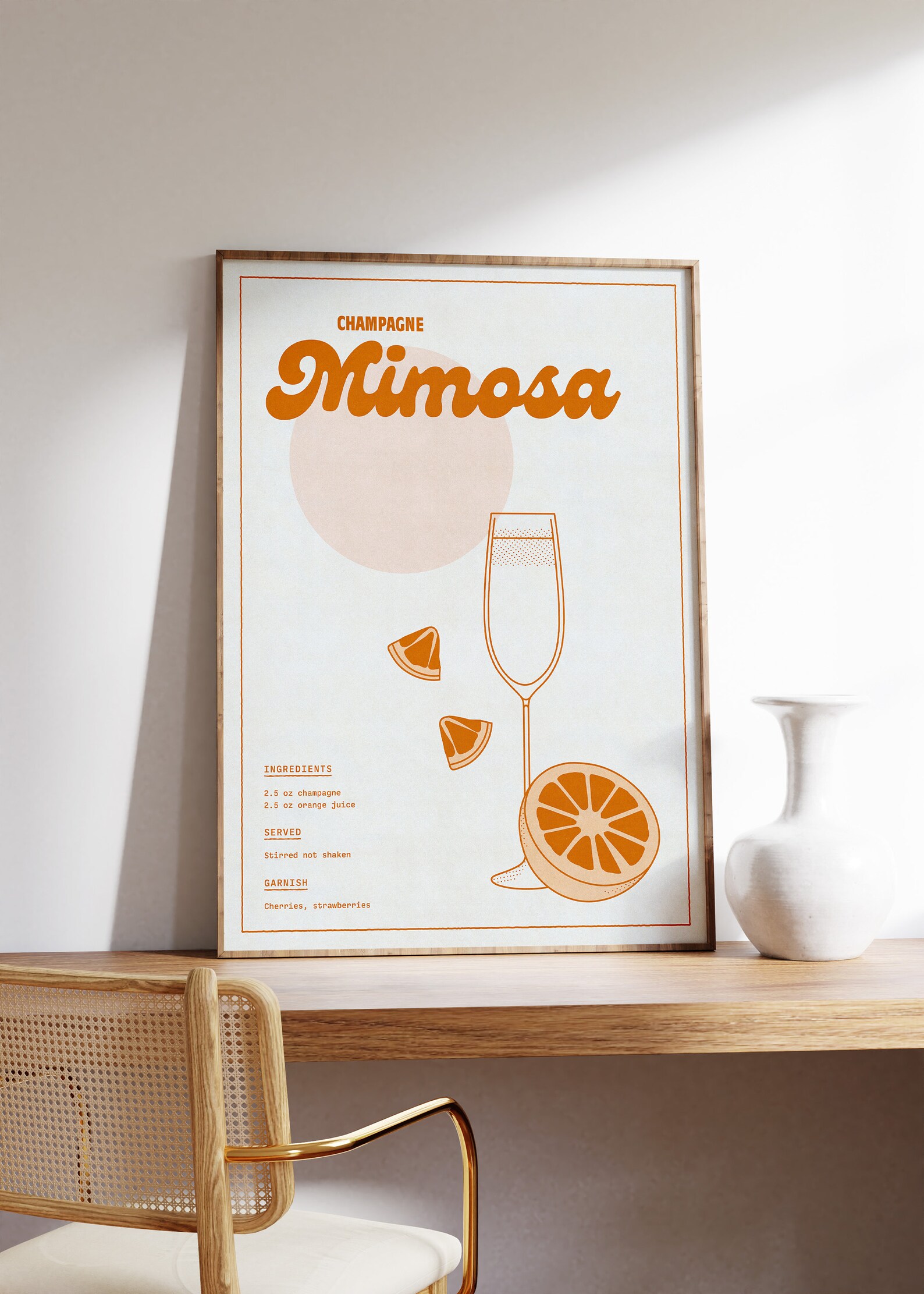 Mimosa Recipe Printable Retro Cocktail Glass Poster - Etsy