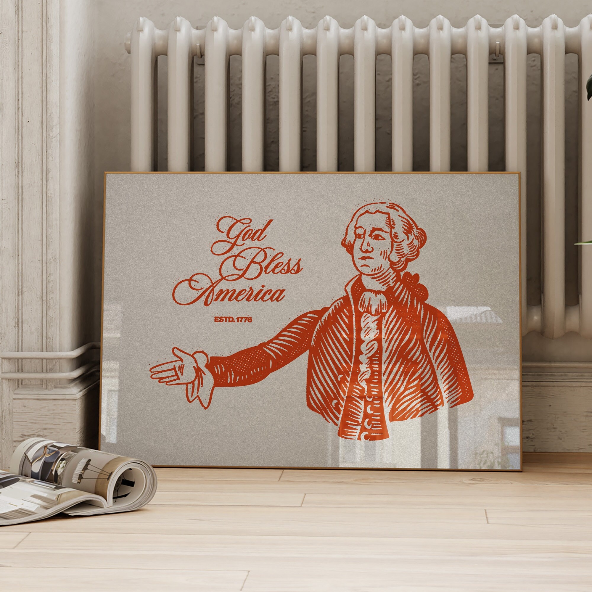 Retro George Washington - God Bless America Patriotic Art (digital