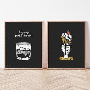 Halloween Kitchen Decor | Bar Cart Halloween Prints | Kitchen Bar Halloween Decor | Dining Halloween Art | ArtSaltPlace Digital Download