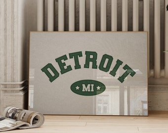 Impression rétro Detroit Michigan : typographie sportive vintage (téléchargement numérique)