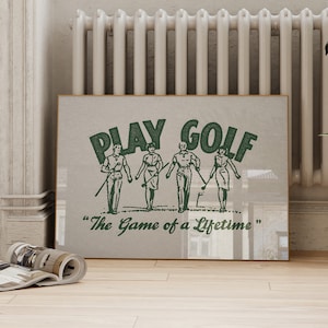 Vintage Golf Wall Decor Set of 10 Sport Printables Bundle Retro Golf