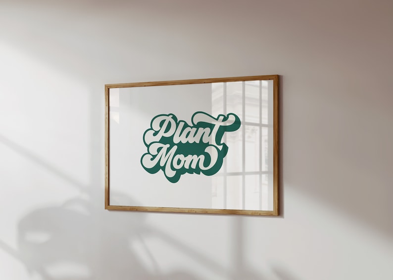 Stampa Plant Mom / Arte della parete orizzontale / Stampa tipografica verde / Poster Plant Lady Houseplant / Arte botanicaSaltPlace Download digitale immagine 4