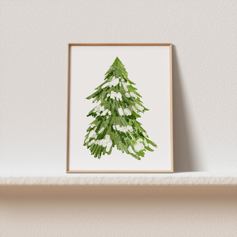 Christmas Tree Print Farmhouse Holiday Decor Green Winter Snow Art Pine Tree Printable Wall Art ArtSaltPlace Digital Download image 3