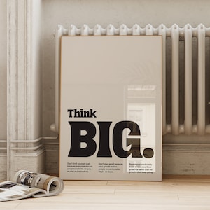 Think Big Print | Office Wall Art | Bold Typography Home Office Prints | Motivational Poster School Dorm Decor Digital Download ArtSaltPlace