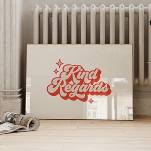 Office Decor for Women | Red Pink Kind Regards Print | Cubicle Wall Art | Cute Desk Accessories | Funny Print ArtSaltPlace Digital Download