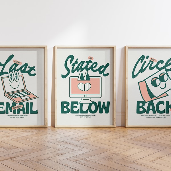 Set of 3 Home Office Printable Wall Art | Work From Home Prints | Per My Last Email Poster | Trendy Office Digital Download | ArtSaltPlace