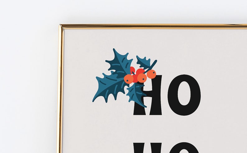 Cartel navideño moderno de mediados de siglo / Ho Ho Ho Navidad imprimible arte de pared / tipografía decoración navideña / ArtSaltPlace Descarga digital imagen 8