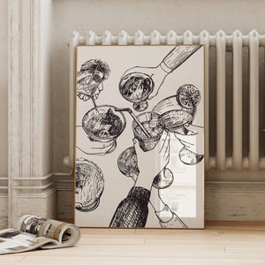 Cheers Print / Accesorios para carritos de bar / Signo vertical de Cheers / Cartel para beber blanco negro / Decoración de pared de cóctel ArtSaltPlace Descarga digital