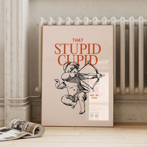 Trendige Valentinstag Wandkunst | Stupid Cupid Print | Vintage Paare Poster | Beige Minimalistisches Dekor | Love ArtSaltPlace Instant Printable