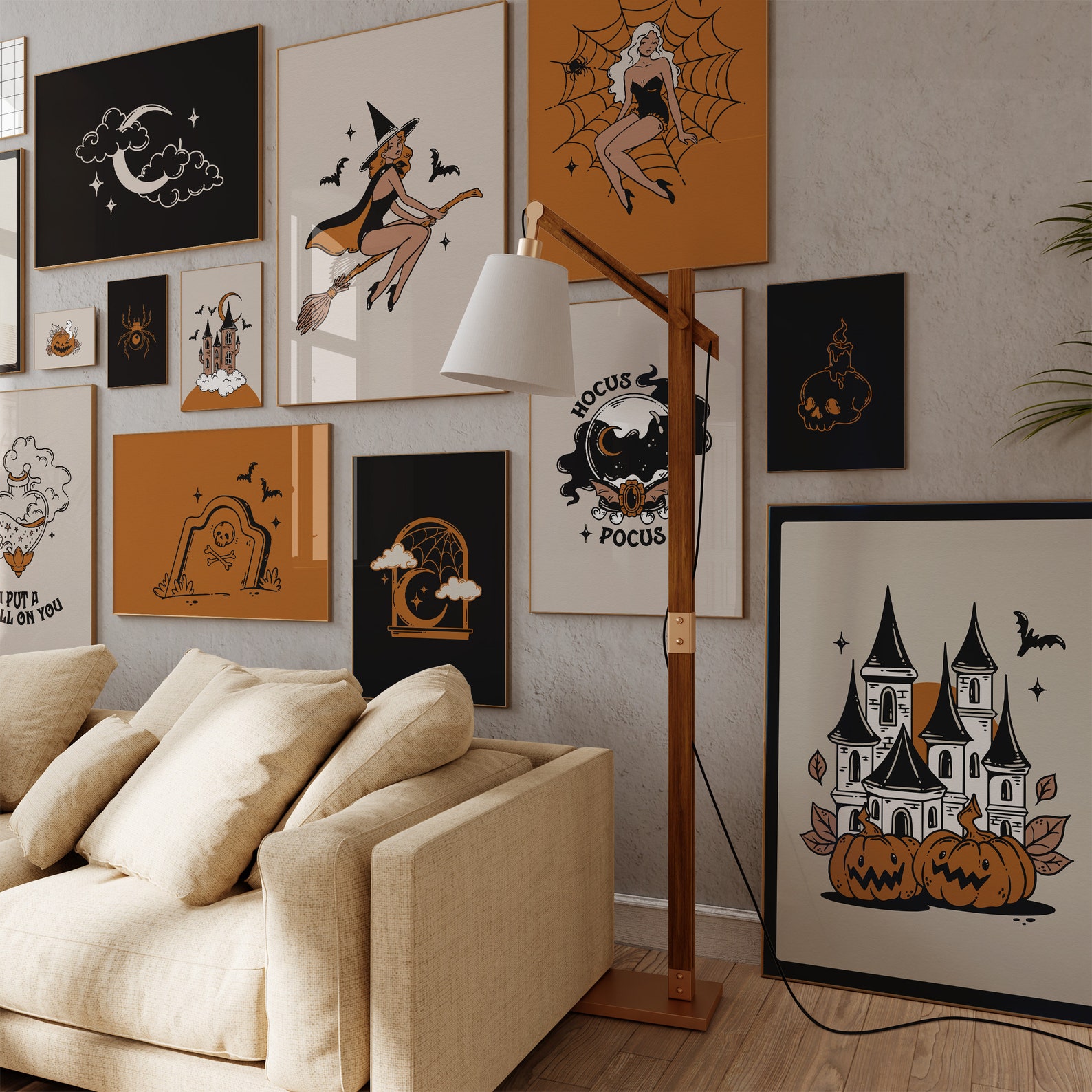 Mid Century Modern Halloween Mega Bundle Prints 20 Trendy Autumn Wall