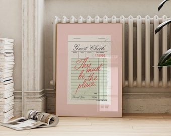 Guest Check Trendy Wall Art | This Must Be The Place Retro Pink Bar Cart Decor | Preppy Prints | Funky Poster ArtSaltPlace Digital Download