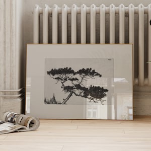 Vintage Sketch Art Print | Tree Etching Download | Black and White Antique Wall Decor | ArtSaltPlace Printable Art | Downloadable Print