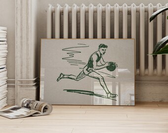 Basketball Poster | Vintage Sports Print | Trendy Fitness Art | Athletic Room Decor | Boys Room Wall Art | ArtSaltPlace Digital Download