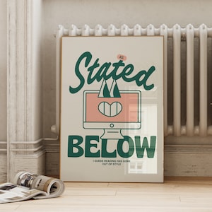Unique Work From Home Wall Art | Home Office Printable Wall Art | As Stated Below Print | Colorful Office Digital Download | ArtSaltPlace
