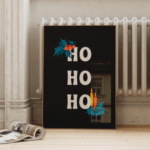 Ho Ho Ho Christmas Printable Wall Art | Typography Christmas Decor | Mid Century Modern Holiday Poster | ArtSaltPlace Digital Download