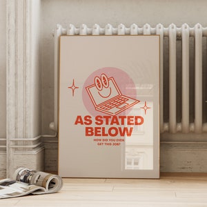 Trendy Office Quote Poster: Pink Red Work From Home Decor (Digital Download)