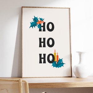 Cartel navideño moderno de mediados de siglo / Ho Ho Ho Navidad imprimible arte de pared / tipografía decoración navideña / ArtSaltPlace Descarga digital imagen 4