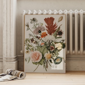 Vintage Flower Print | Botanical Bouquet Printable | Romantic Valentine Farmhouse Antique Floral Wall Art | ArtSaltPlace Digital Download