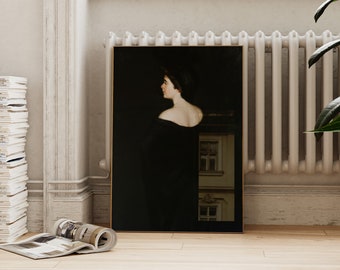 Ritratto vintage di una donna stampabile / Dipinto a olio antico scuro su tela / Estetica femminile lunatica / Download digitale ArtSaltPlace