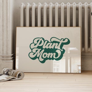 Stampa Plant Mom / Arte della parete orizzontale / Stampa tipografica verde / Poster Plant Lady Houseplant / Arte botanicaSaltPlace Download digitale immagine 1