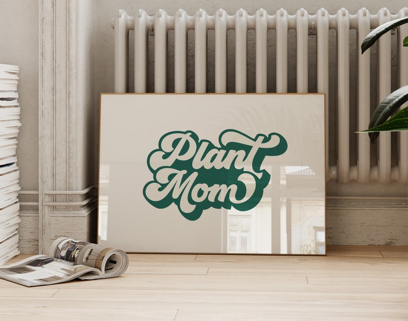 Stampa Plant Mom / Arte della parete orizzontale / Stampa tipografica verde / Poster Plant Lady Houseplant / Arte botanicaSaltPlace Download digitale immagine 1