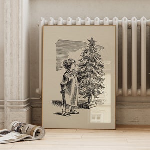 Mid Century Modern Christmas Print | Vintage Xmas Tree Wall Art | Neutral Retro Holiday Printable | Rustic Digital Download | ArtSaltPlace