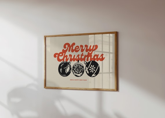 Retro Merry Christmas Ornament Printable Mid Century Modern - Etsy