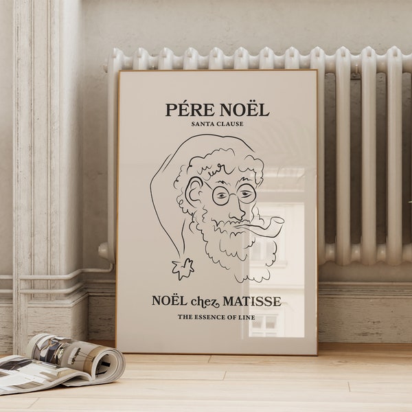 Santa Matisse Printable Wall Art | Pere Noel French Christmas Exhibition Art | Trendy Holiday Print | Mid Century Modern | Digital Download