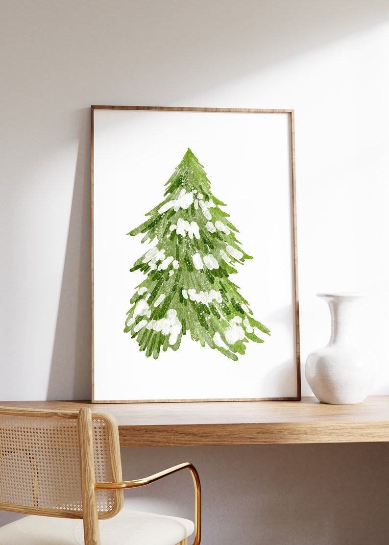 Christmas Tree Print Farmhouse Holiday Decor Green Winter Snow Art Pine Tree Printable Wall Art ArtSaltPlace Digital Download image 8