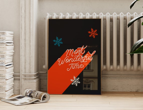 Black Christmas Snowflake Print: Retro Holiday Wall Art (Digital Download)