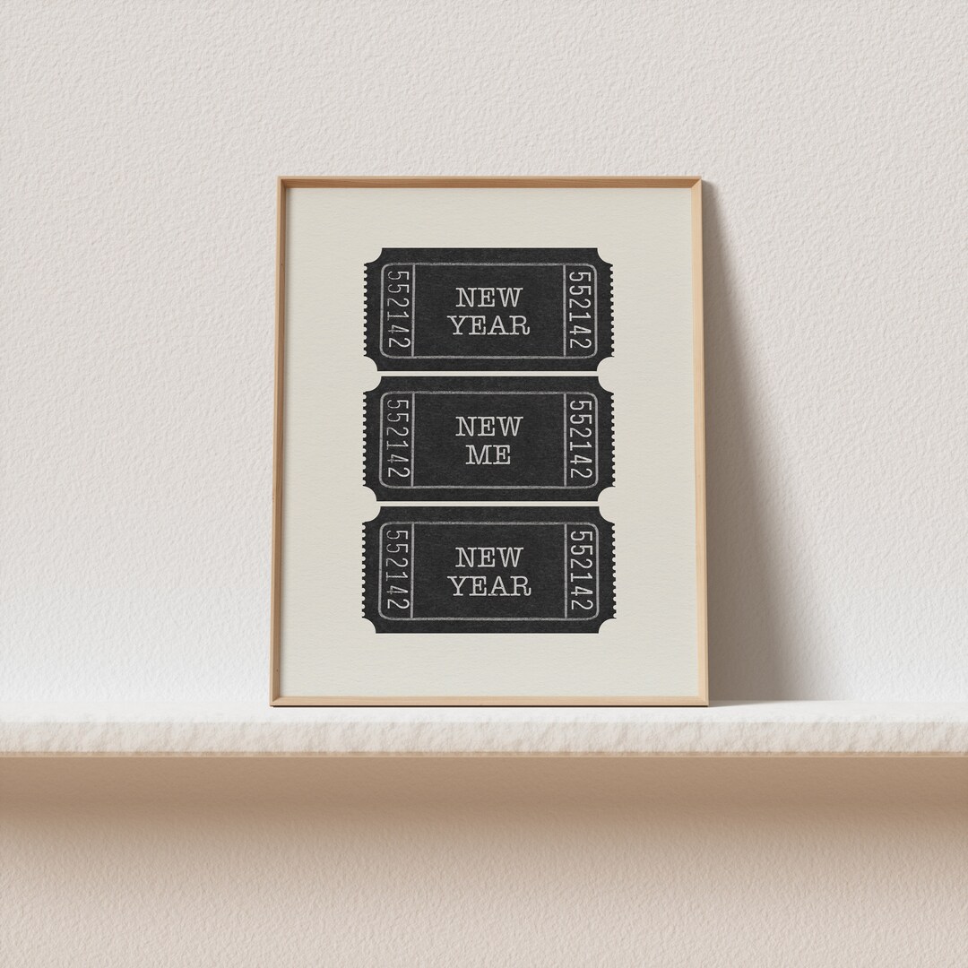 Trendy New Years Print Black and White Ticket Stub Wall Art Etsy