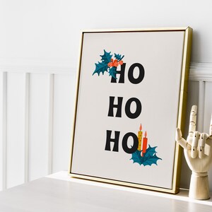 Cartel navideño moderno de mediados de siglo / Ho Ho Ho Navidad imprimible arte de pared / tipografía decoración navideña / ArtSaltPlace Descarga digital imagen 6