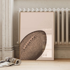Impressão de futebol | Arte Neutra do Futebol | esportes de Brown Pôster | Presente para treinador de futebol | arte da parede do quarto dos meninos | Download digital do ArtSaltPlace