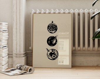 Retro Christmas Ornaments Print: Mid Century Modern Holiday Decor (Digital Download)