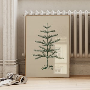 Green Christmas Tree Print | Minimalist Mid Century Modern Xmas Wall Art | Retro DIY Holiday Decor | ArtSaltPlace Digital Download