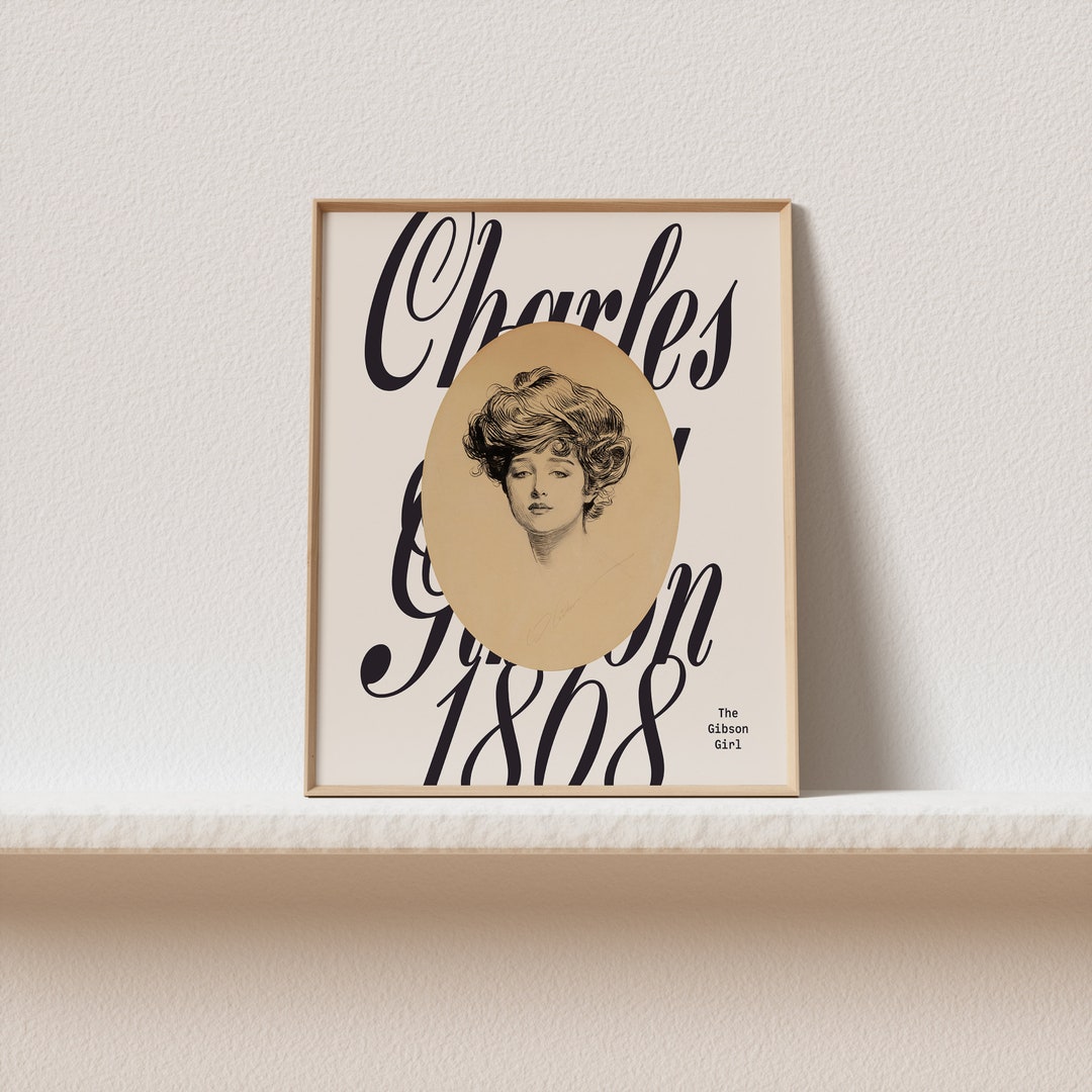 Midcentury Modern Typography Print Feminine Vintage Drawing Etsy