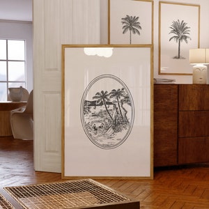Set of 3 Vintage Neutral Tropical Prints | Coastal Wall Decor | Palm Tree Art | Retro Beach Wall Art | Minimal ArtSaltPlace Digital Download
