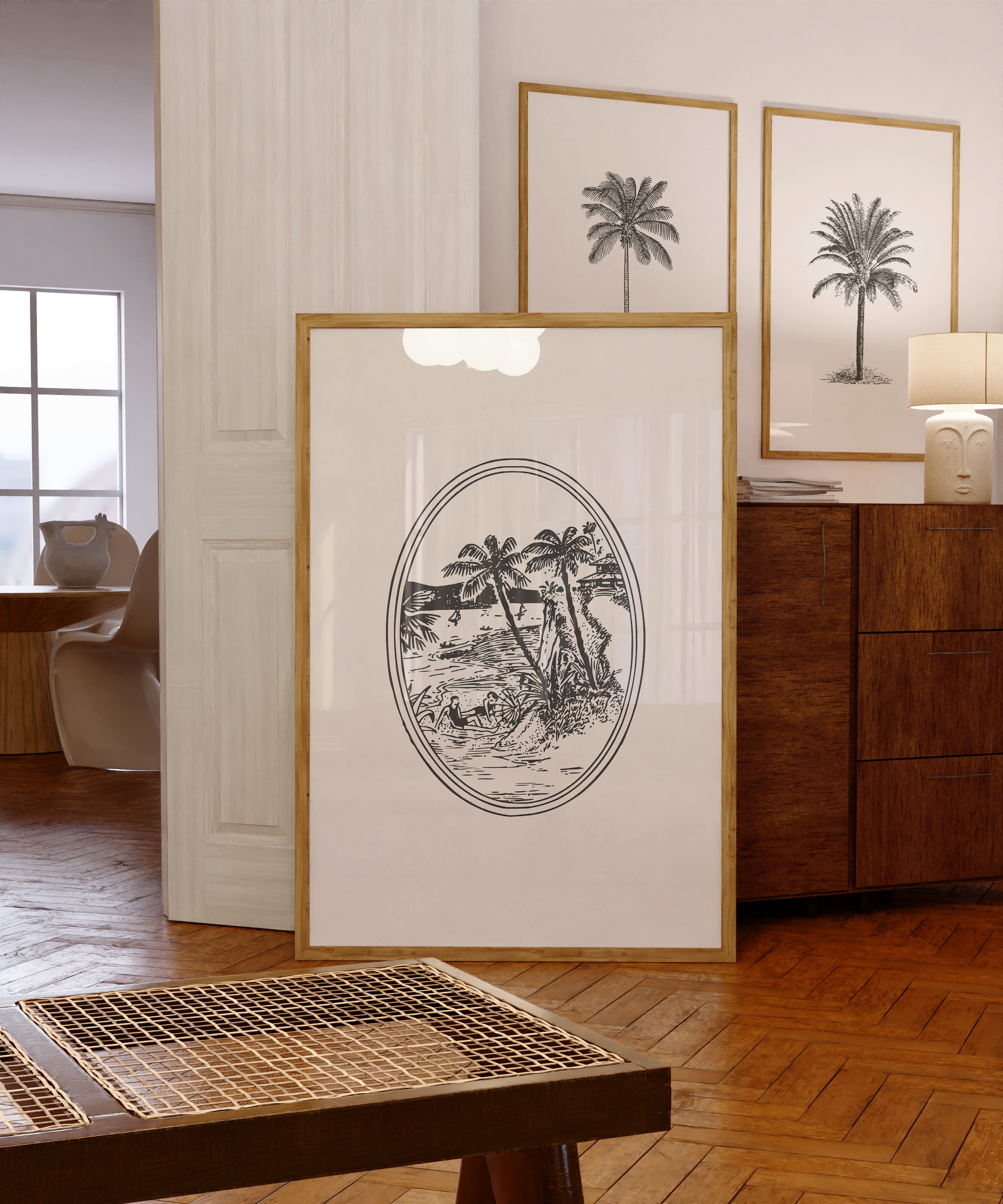 Set of 3 Vintage Neutral Tropical Prints | Coastal Wall Decor | Palm Tree Art | Retro Beach Wall Art | Minimal ArtSaltPlace Digital Download