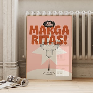 Bunte Margarita Printable | Retro Cocktailglas Poster | Mid Century moderne Barwagen Wandkunst | Spirituosen Digitaler Download | KunstSalt Place
